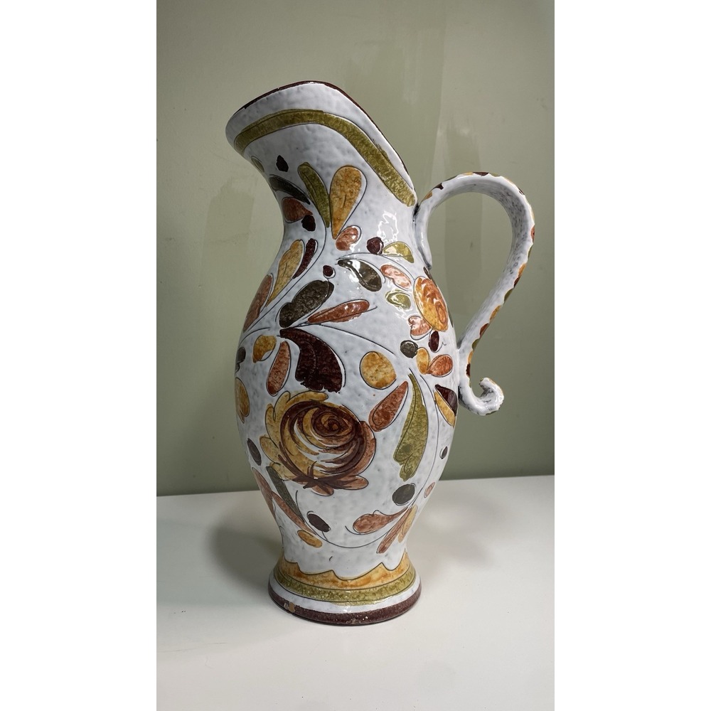 Vintage Jay Willfred Italy‎ Ceramic Pitcher Vase Floral Decor